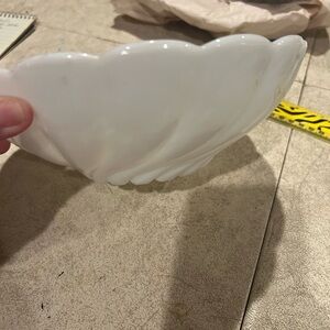 White milk glass Scalloped Bowl